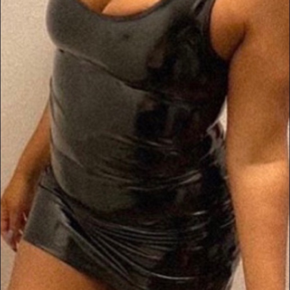 Leather mini dress